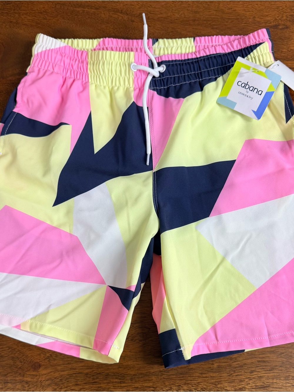 Brand New-crown & ivy Pink and Yellow Colorblock Swim Trunks